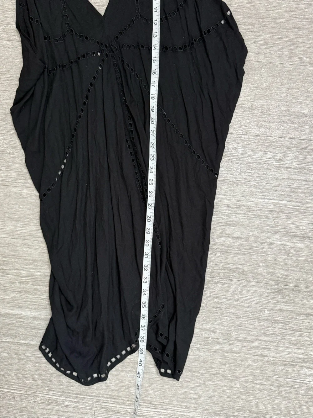 Uma and Leopold Black Cutout Draped Kaftan Cover Up One Size Resort Beach